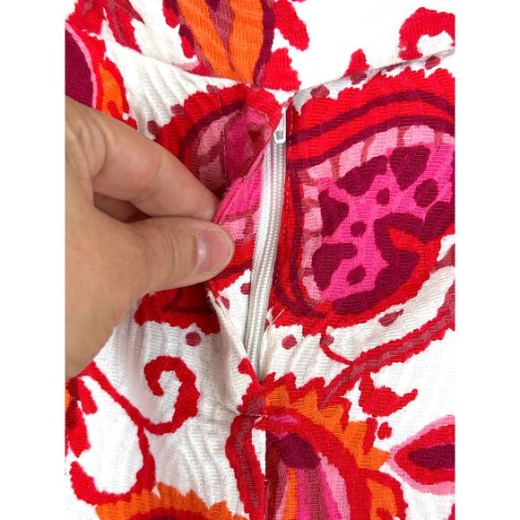 Kate Spade Womens 10 White Marti Palm Springs Coral Multi Slim Ankle Pants - Picture 4 of 8